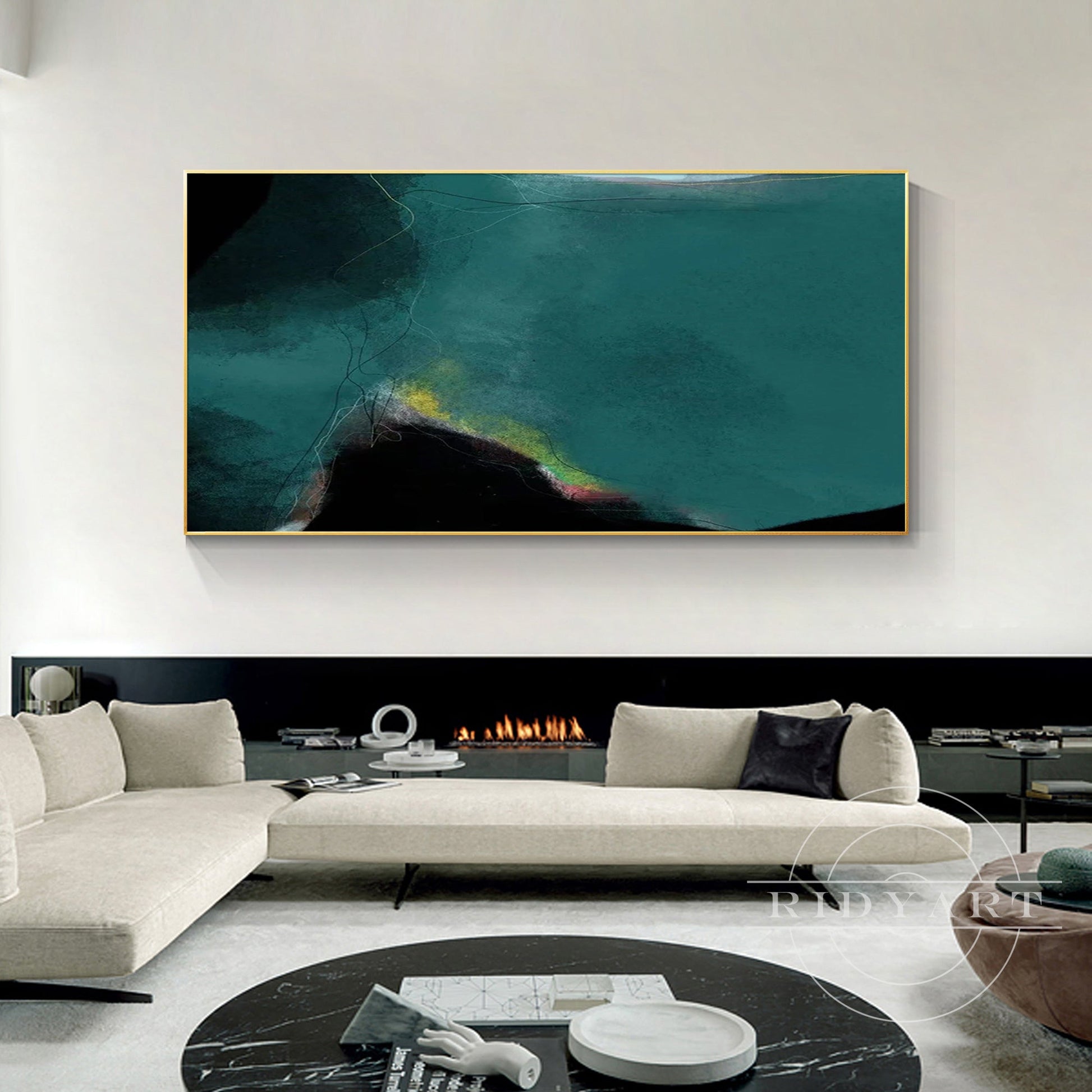 Green Black Abstract Art