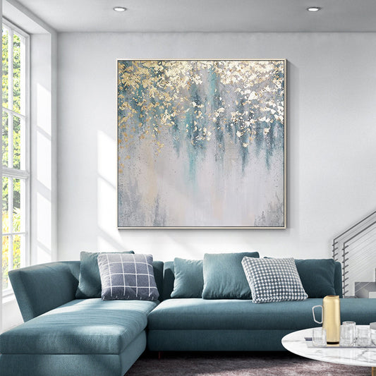 Teal Gold Abstract Art