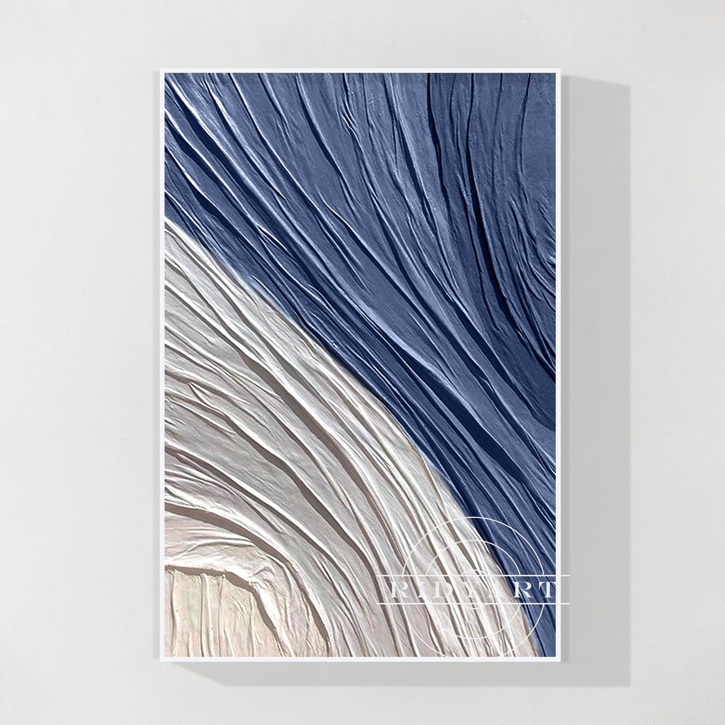 Minimalist Navy Blue Gray 3D Texture Plaster Wall Art