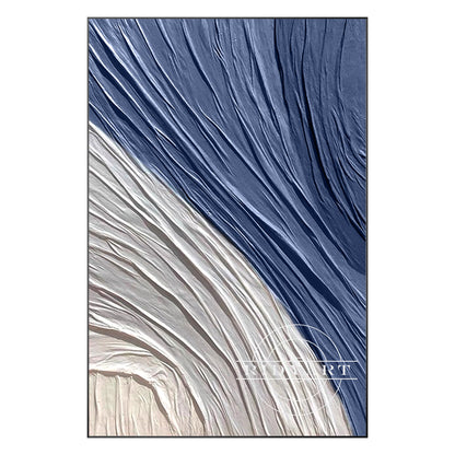 Minimalist Navy Blue Gray 3D Texture Plaster Wall Art