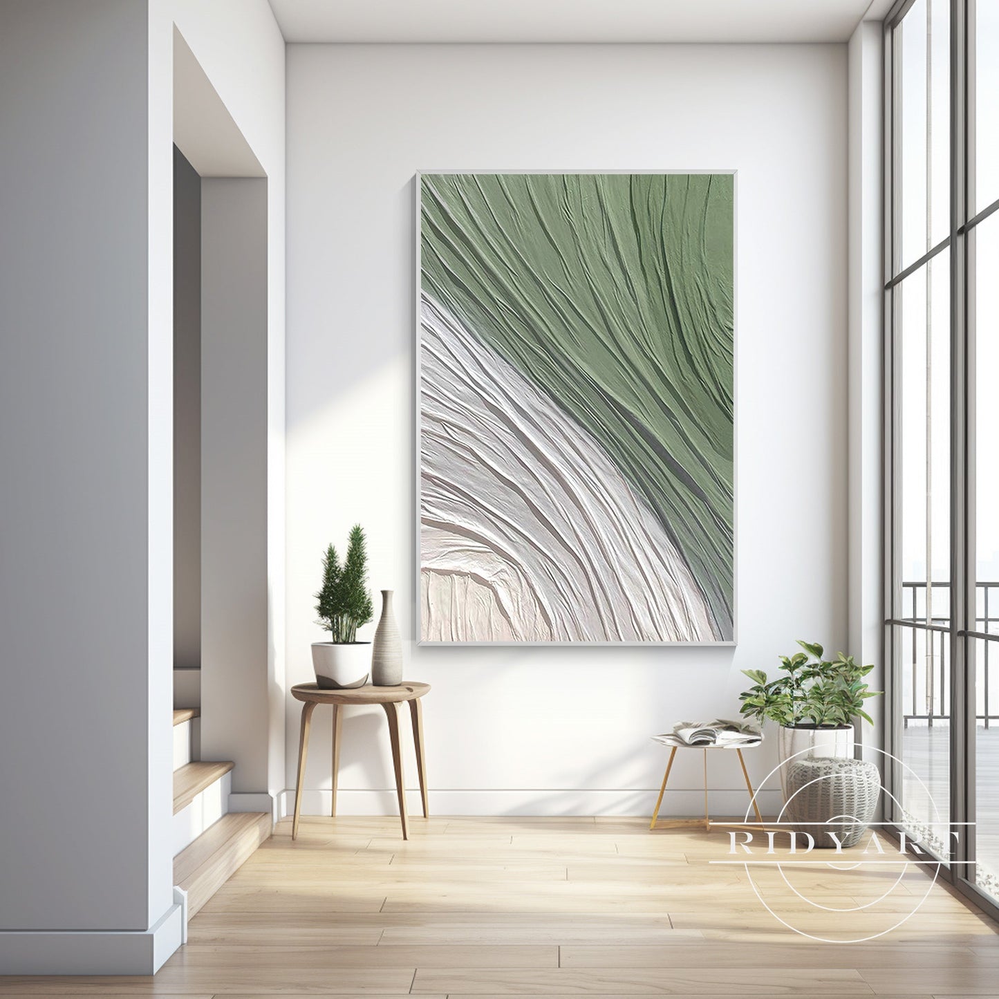 Minimalist Olive Green Textured Wall Art