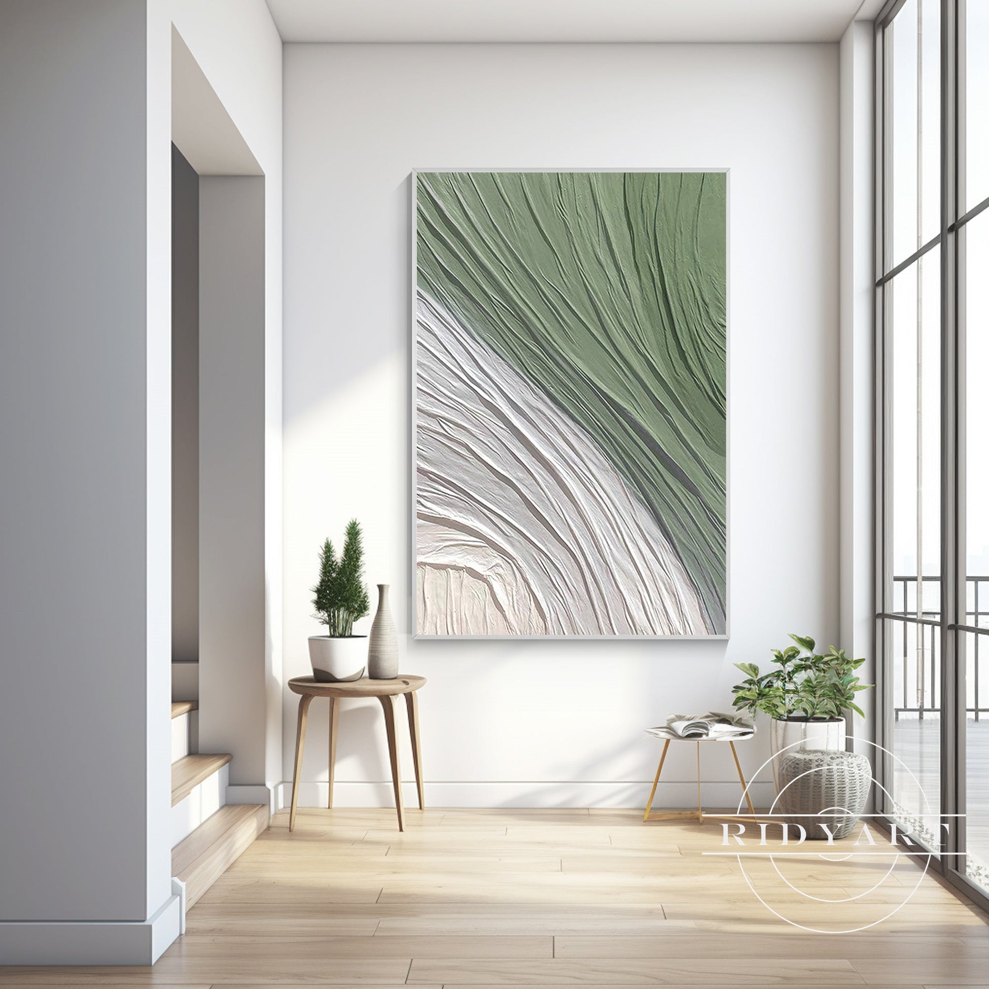 Minimalist Olive Green Textured Wall Art