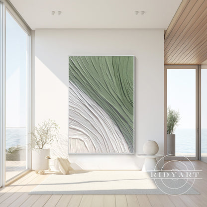 Minimalist Olive Green Textured Wall Art