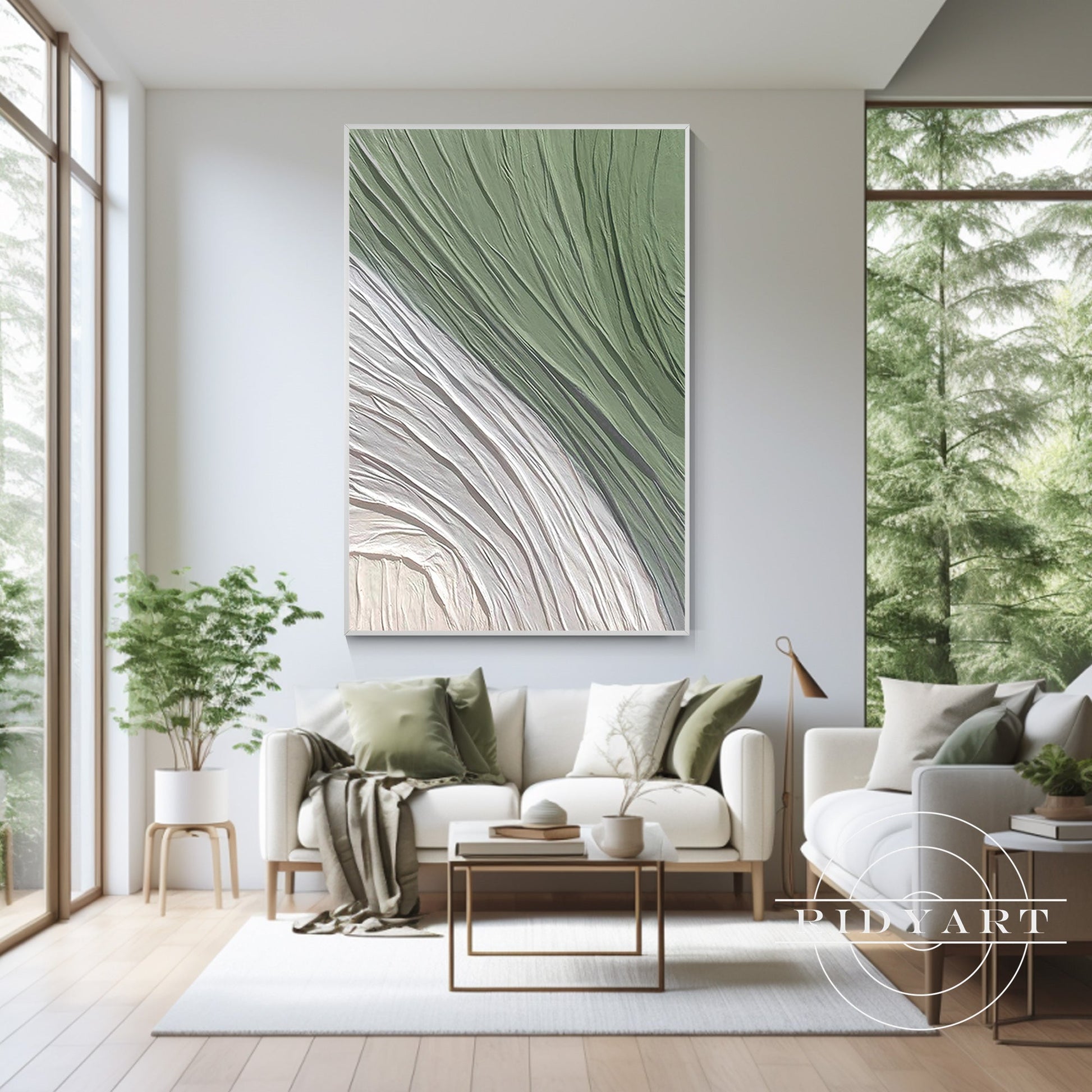 Minimalist Olive Green Textured Wall Art