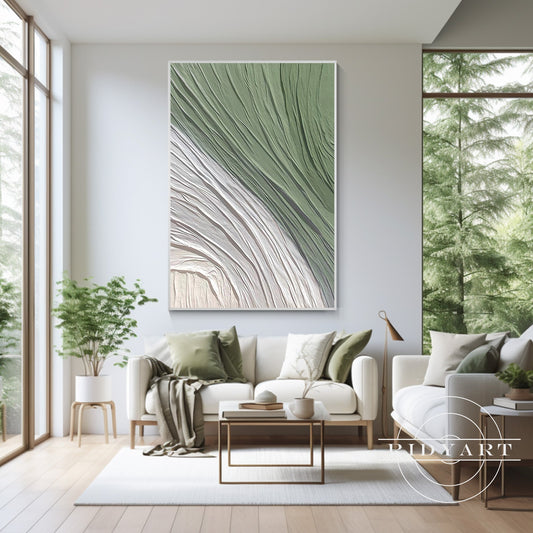 Minimalist Olive Green Textured Wall Art
