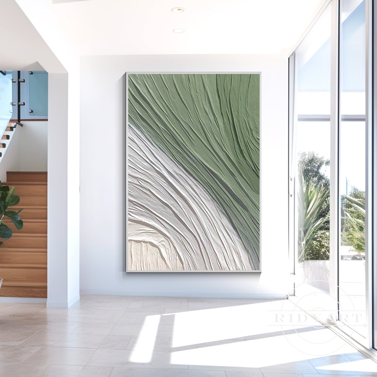 Minimalist Olive Green Textured Wall Art