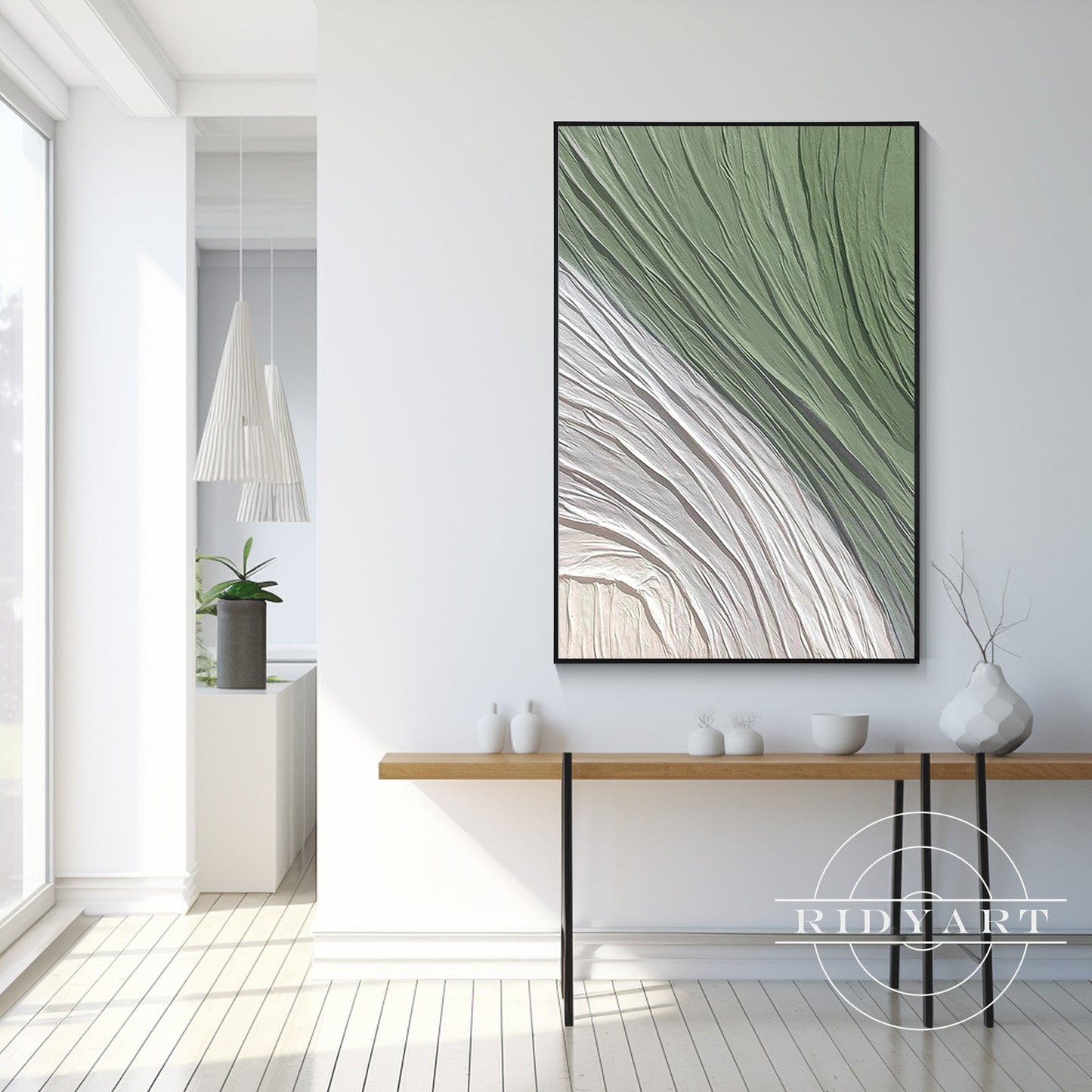 Minimalist Olive Green Textured Wall Art