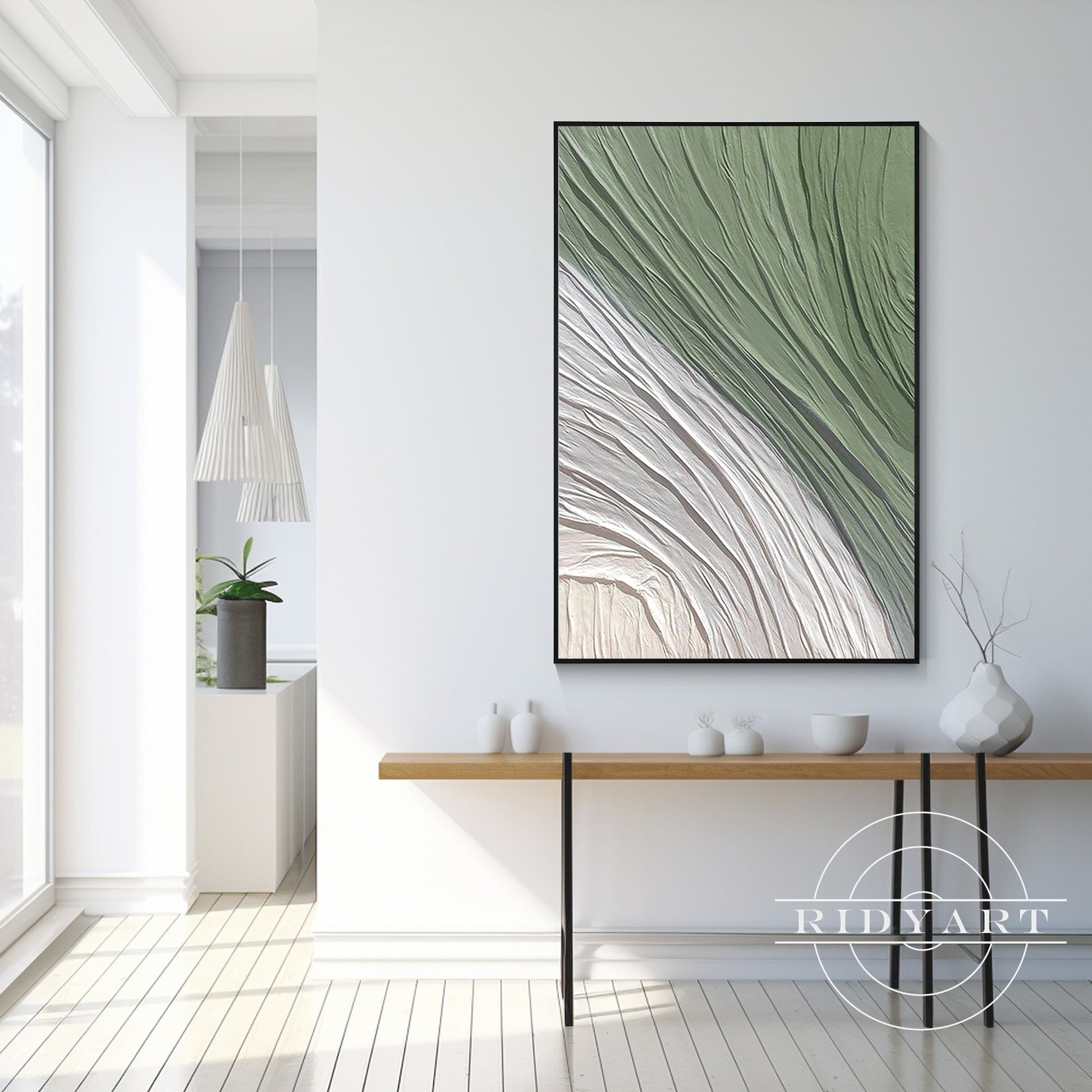 Minimalist Olive Green Textured Wall Art