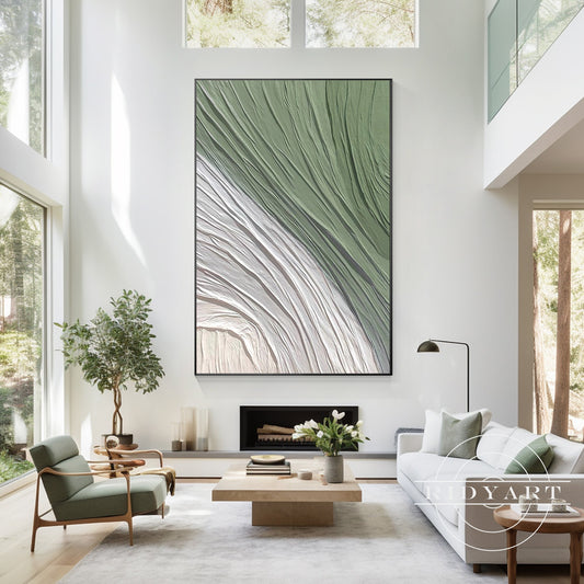 Minimalist Olive Green Textured Wall Art