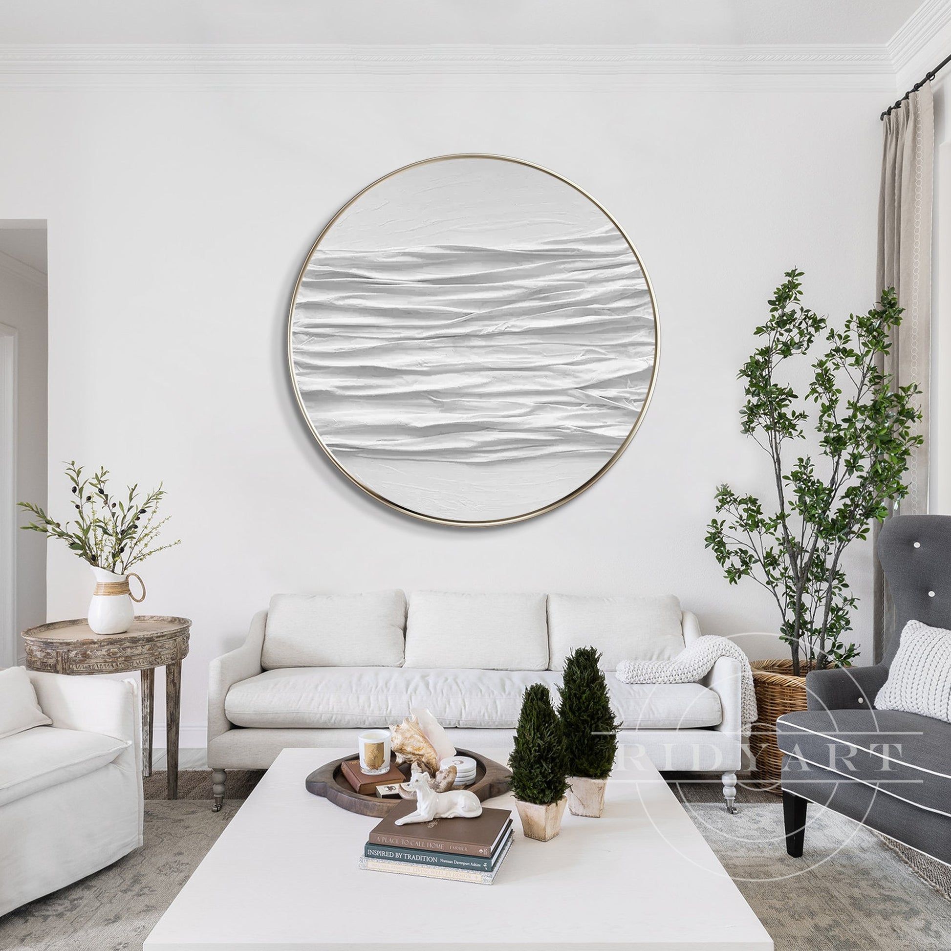 Minimalist Round 3D Textured Wall Art