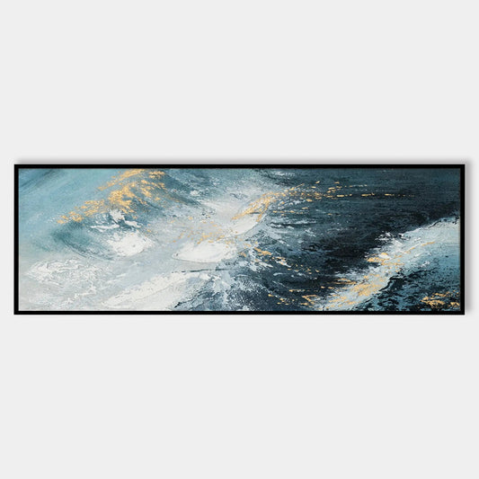 Blue Ocean Wave Painting long Narrow Art