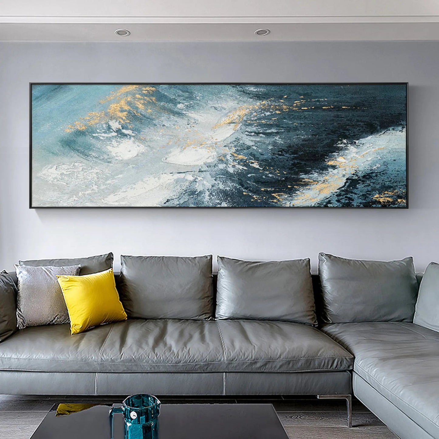 Blue Ocean Wave Painting long Narrow Art