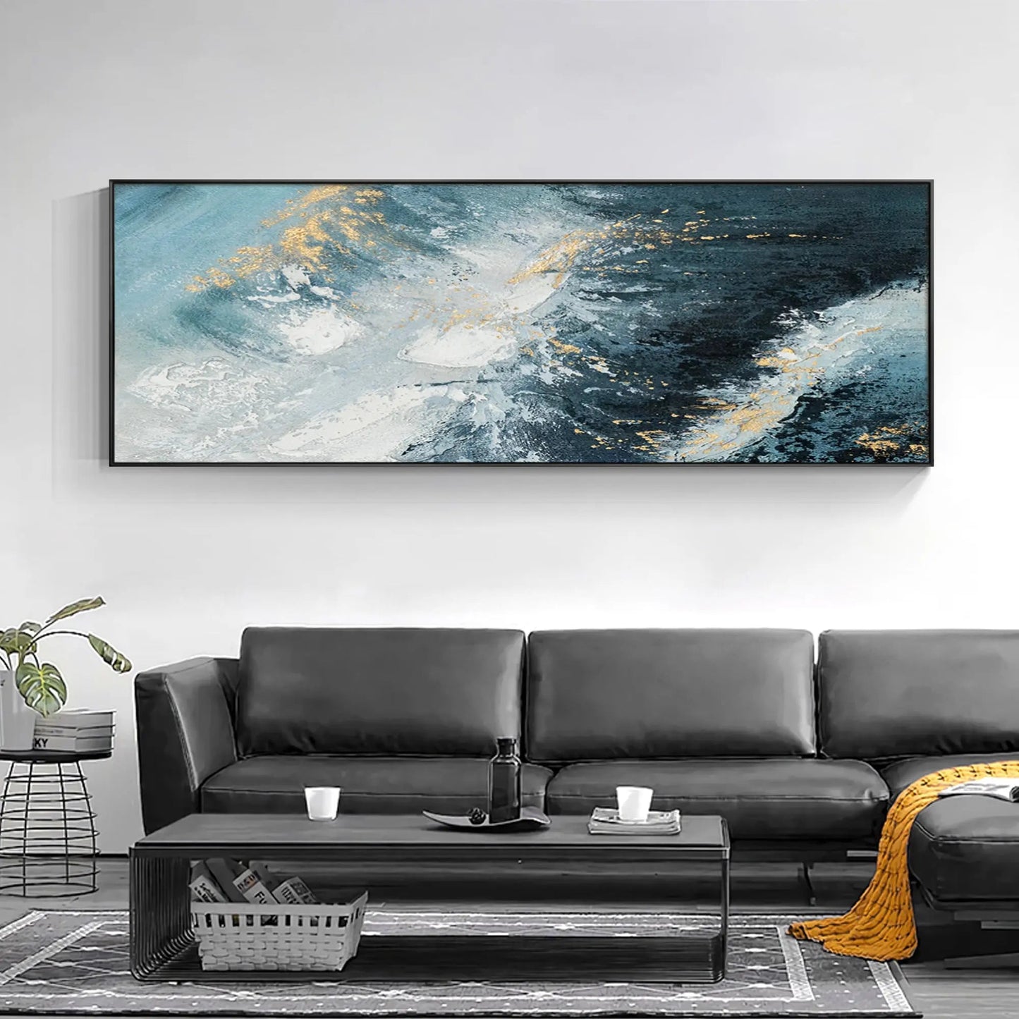 Blue Ocean Wave Painting long Narrow Art