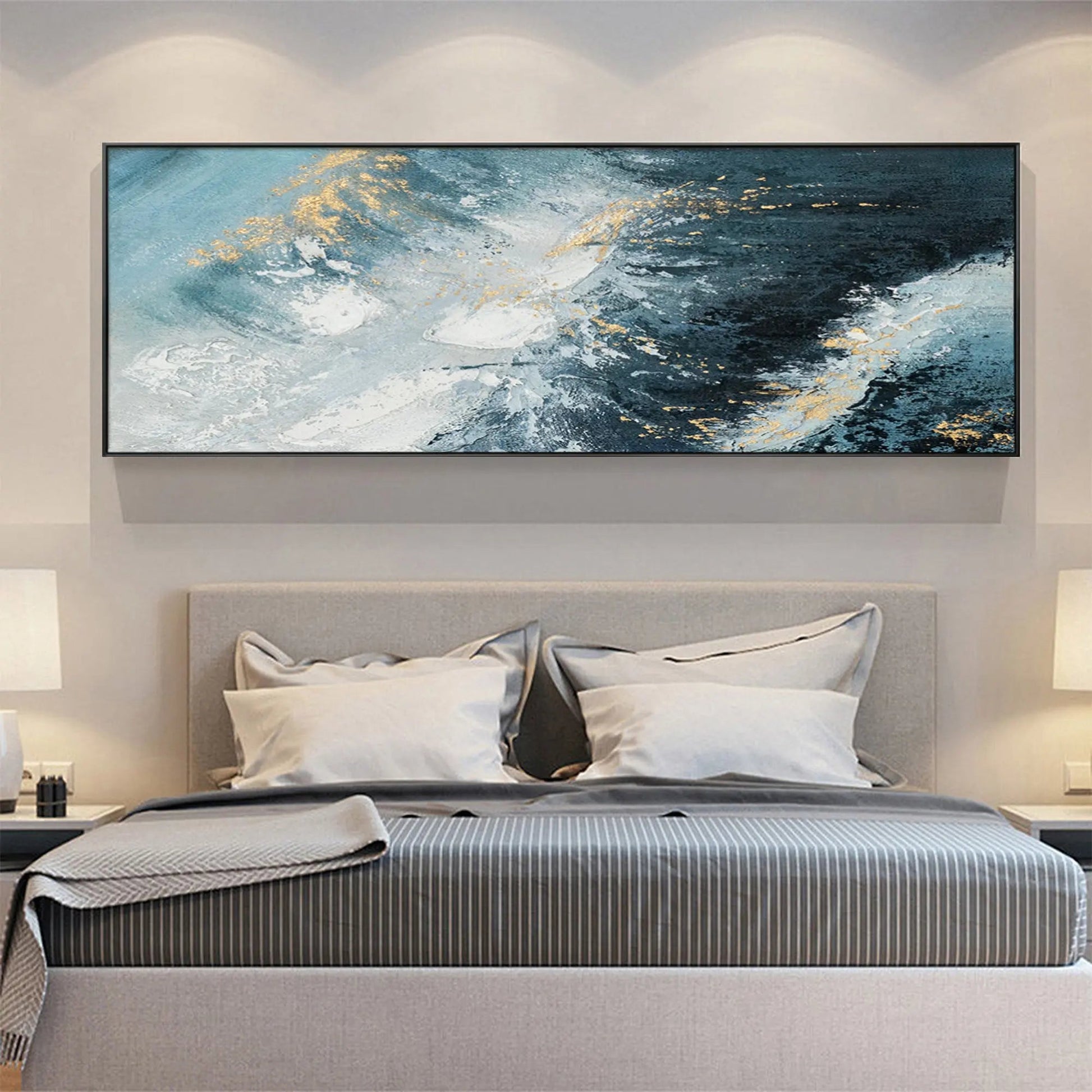 Blue Ocean Wave Painting long Narrow Art