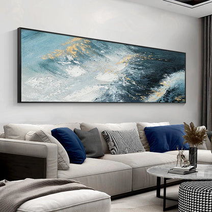 Blue Ocean Wave Painting long Narrow Art