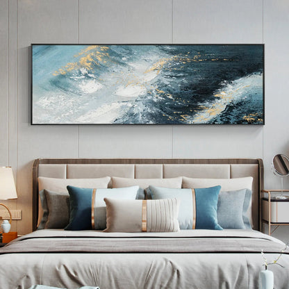 Blue Ocean Wave Painting long Narrow Art