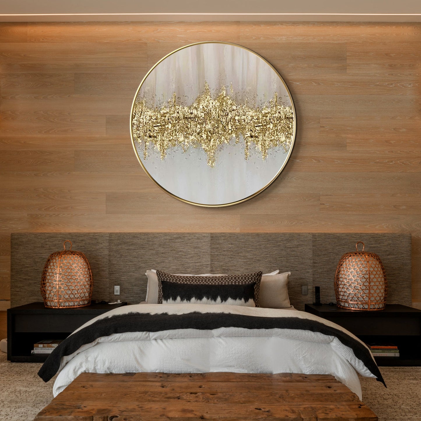 Modern Abstract Oil Painting Gold Leaf Art