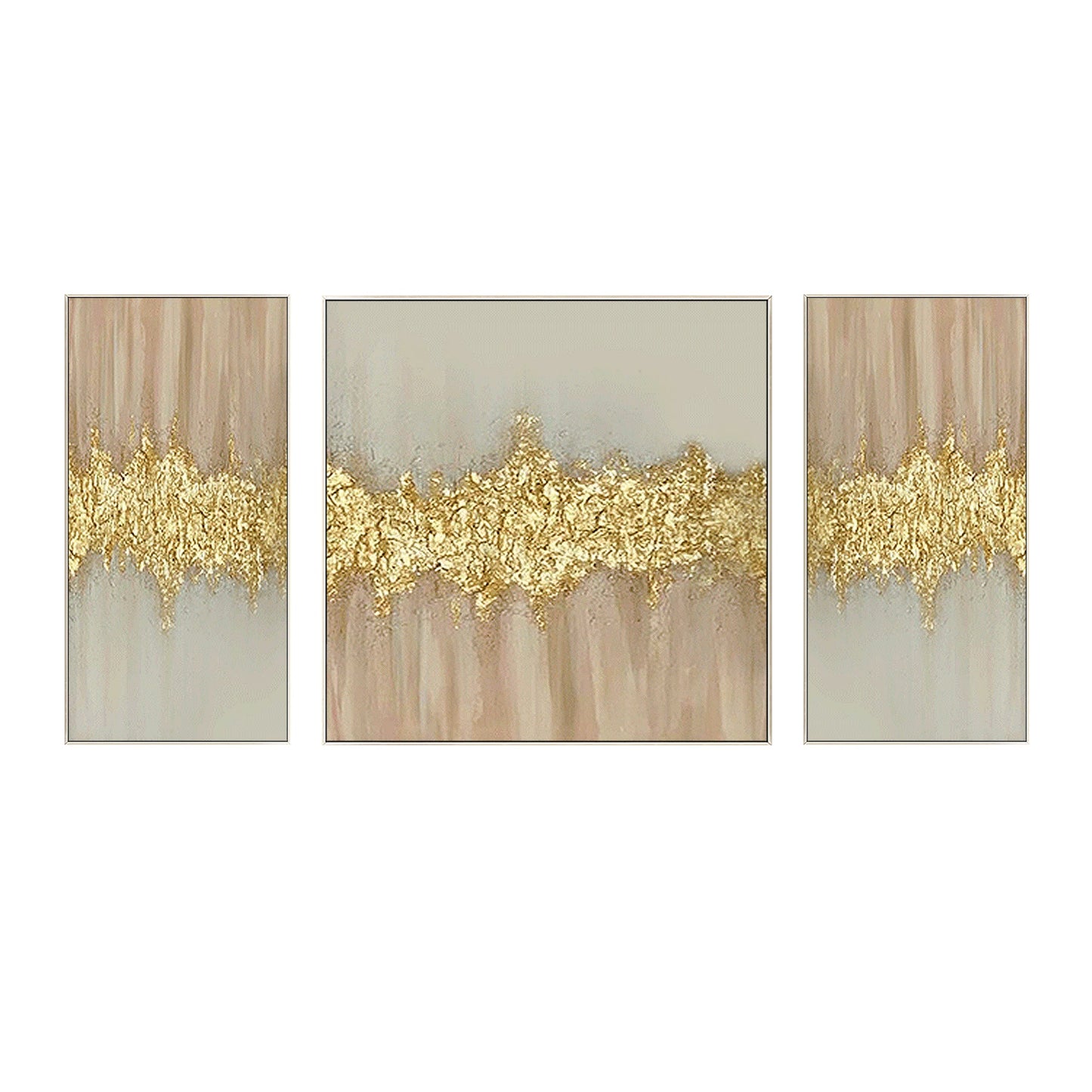Set of 3 Gold Abstract Painting