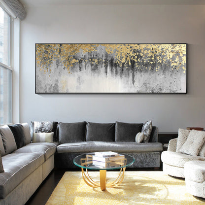 Modern Abstract Oil Painting Gold Leaf Long Wall Art