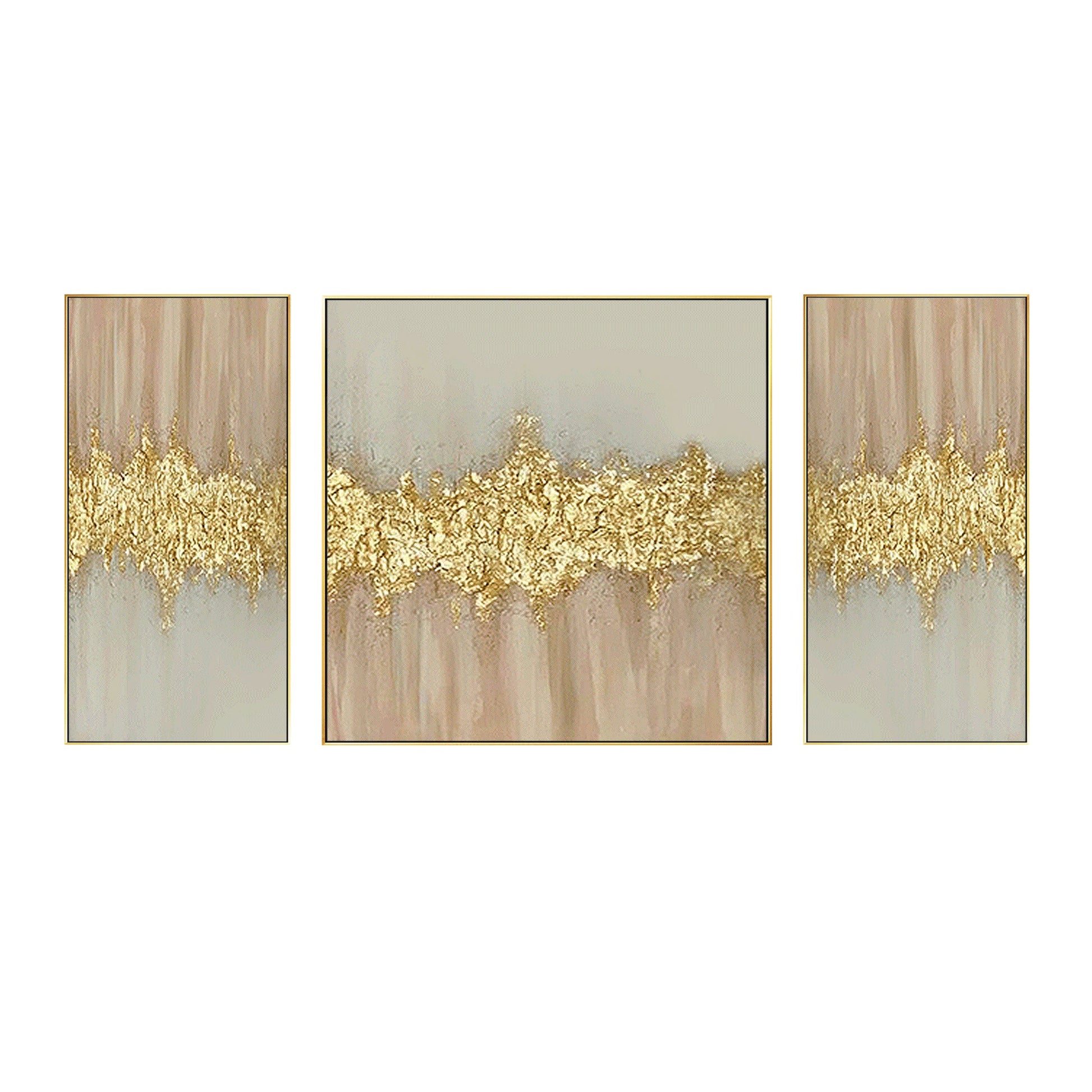 Set of 3 Gold Abstract Painting