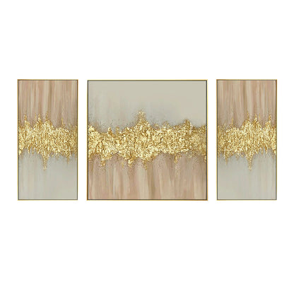 Set of 3 Gold Abstract Painting