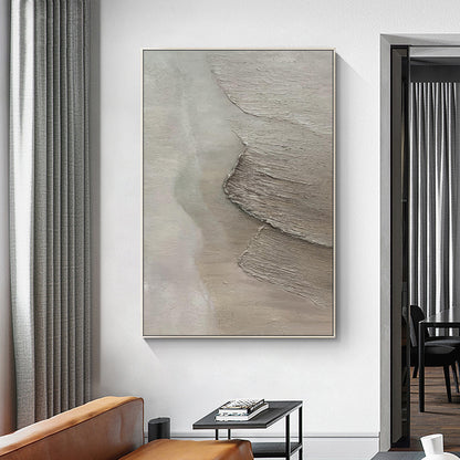 Minimalist Gray Texture Abstract Beach Oil Painting