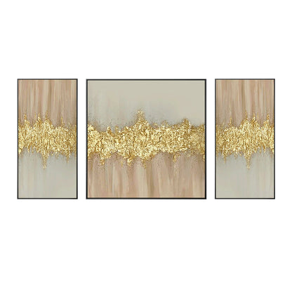 Set of 3 Gold Abstract Painting