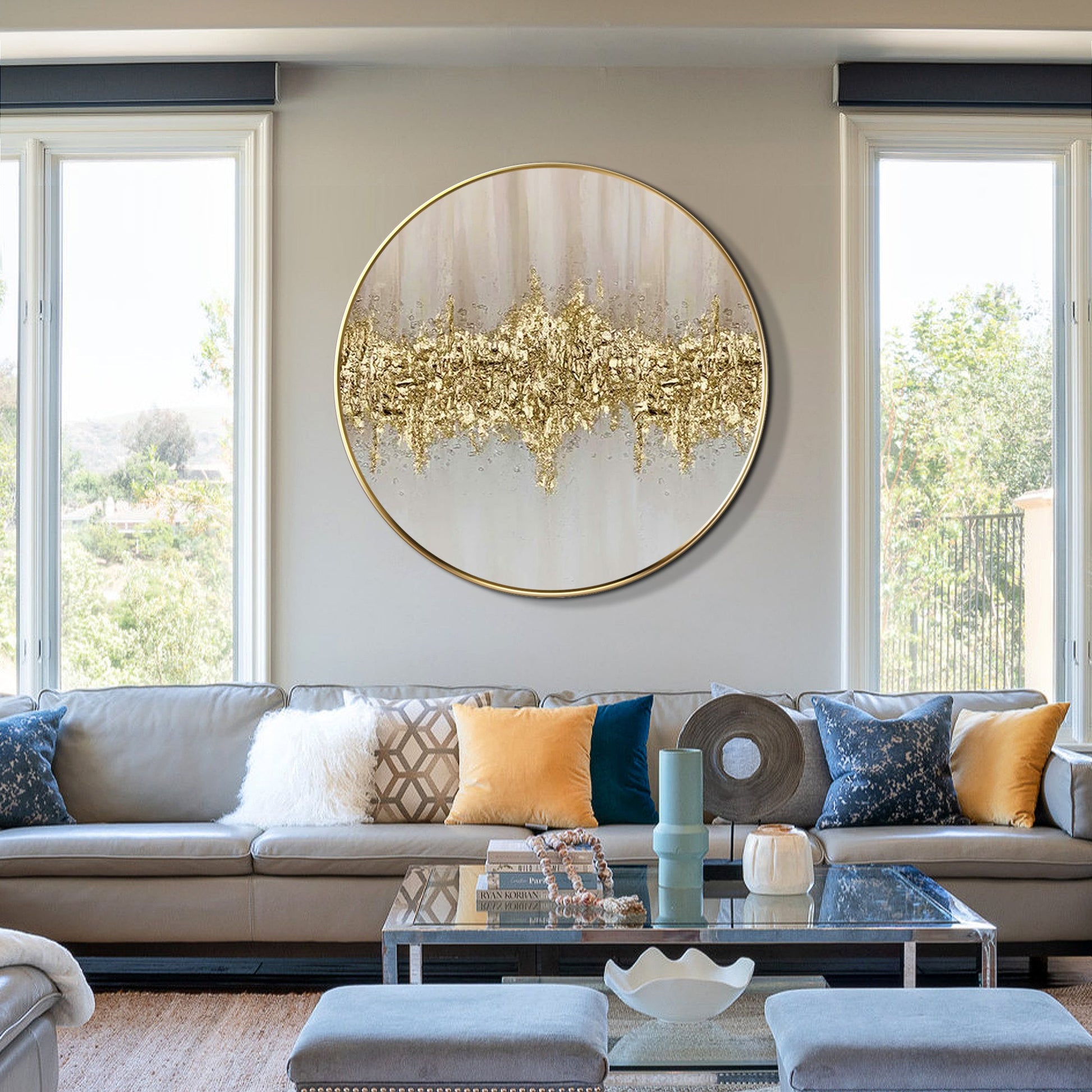 Modern Abstract Oil Painting Gold Leaf Art