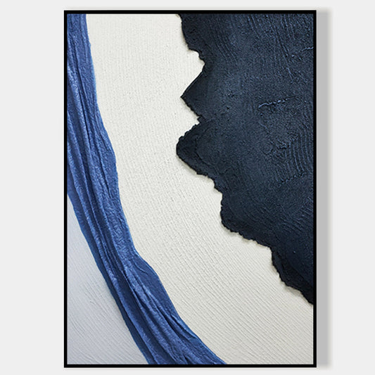 Navy Blue Texture Modern Abstract Oil Painting