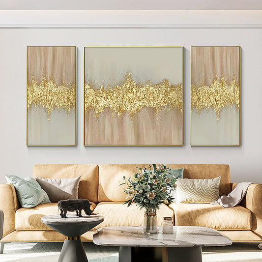Set of 3 Gold Abstract Painting