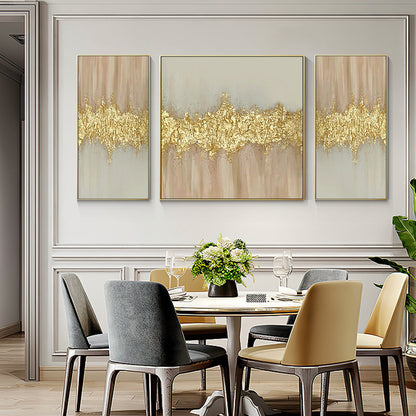 Set of 3 Gold Abstract Painting