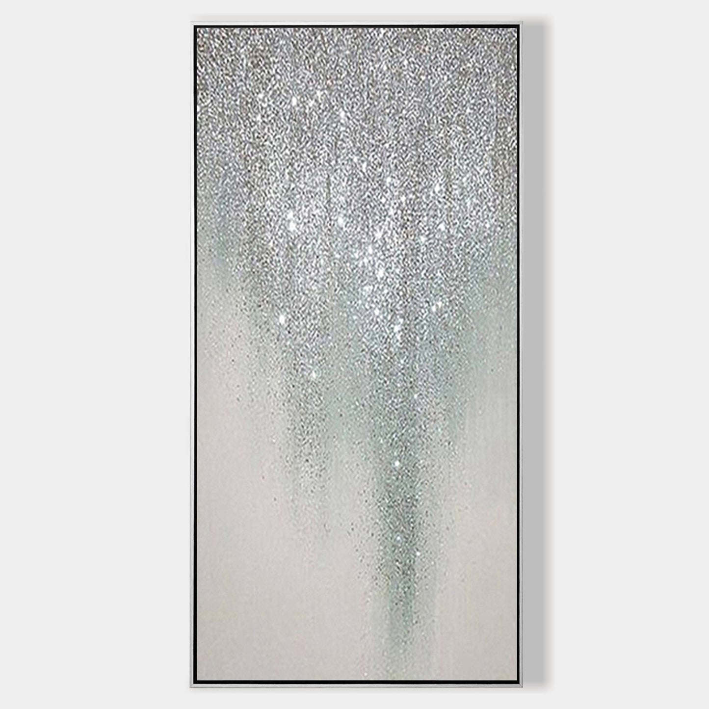 White Silver Sparkly Bling Oil Painting