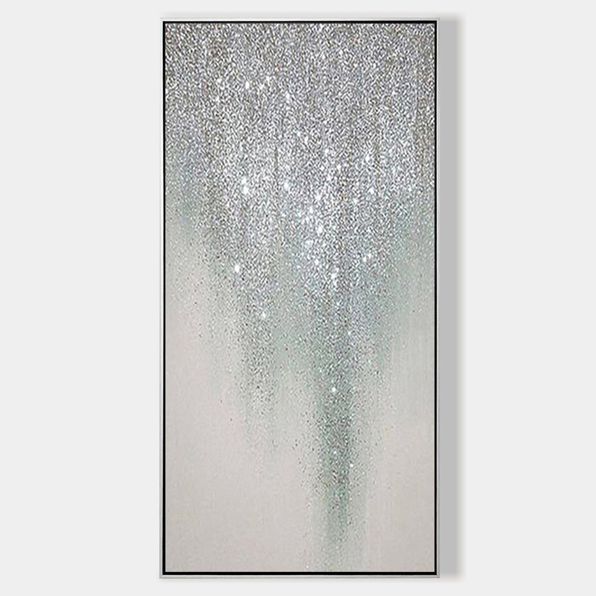 White Silver Sparkly Bling Oil Painting