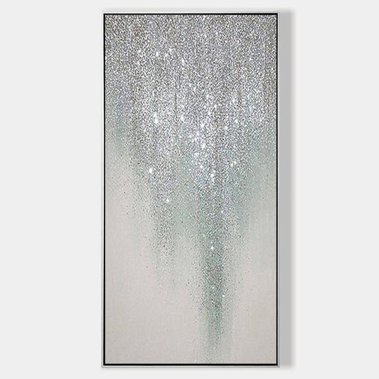 White Silver Sparkly Bling Oil Painting