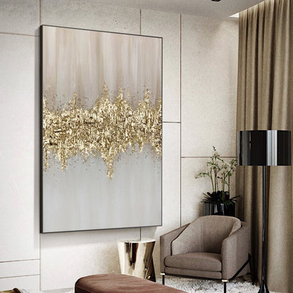 Modern Abstract Oil Painting Large PInk Gold Art
