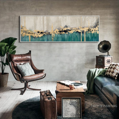 Modern Abstract Oil Painting Long Horizontal Art