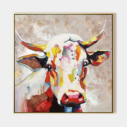 Colorful Cow Oil Painting