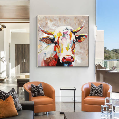 Colorful Cow Oil Painting