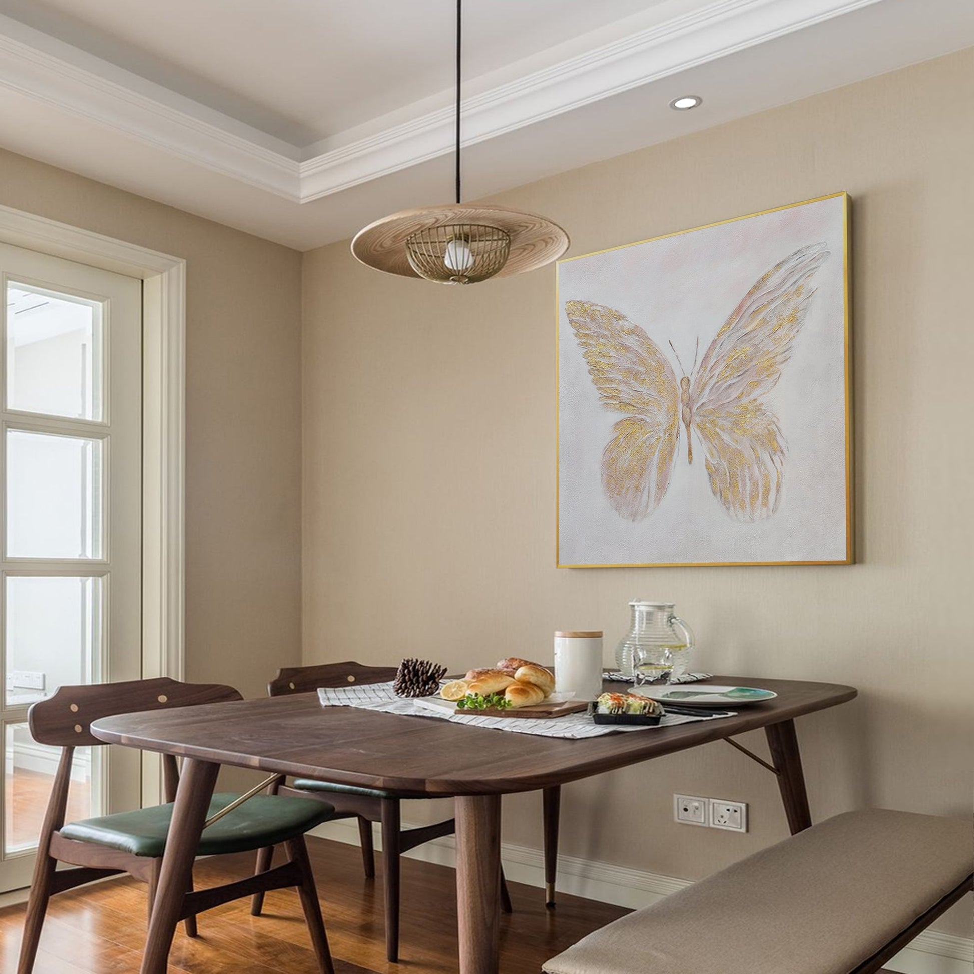 Modern Minimalist Golden Butterfly Oil Painting-1