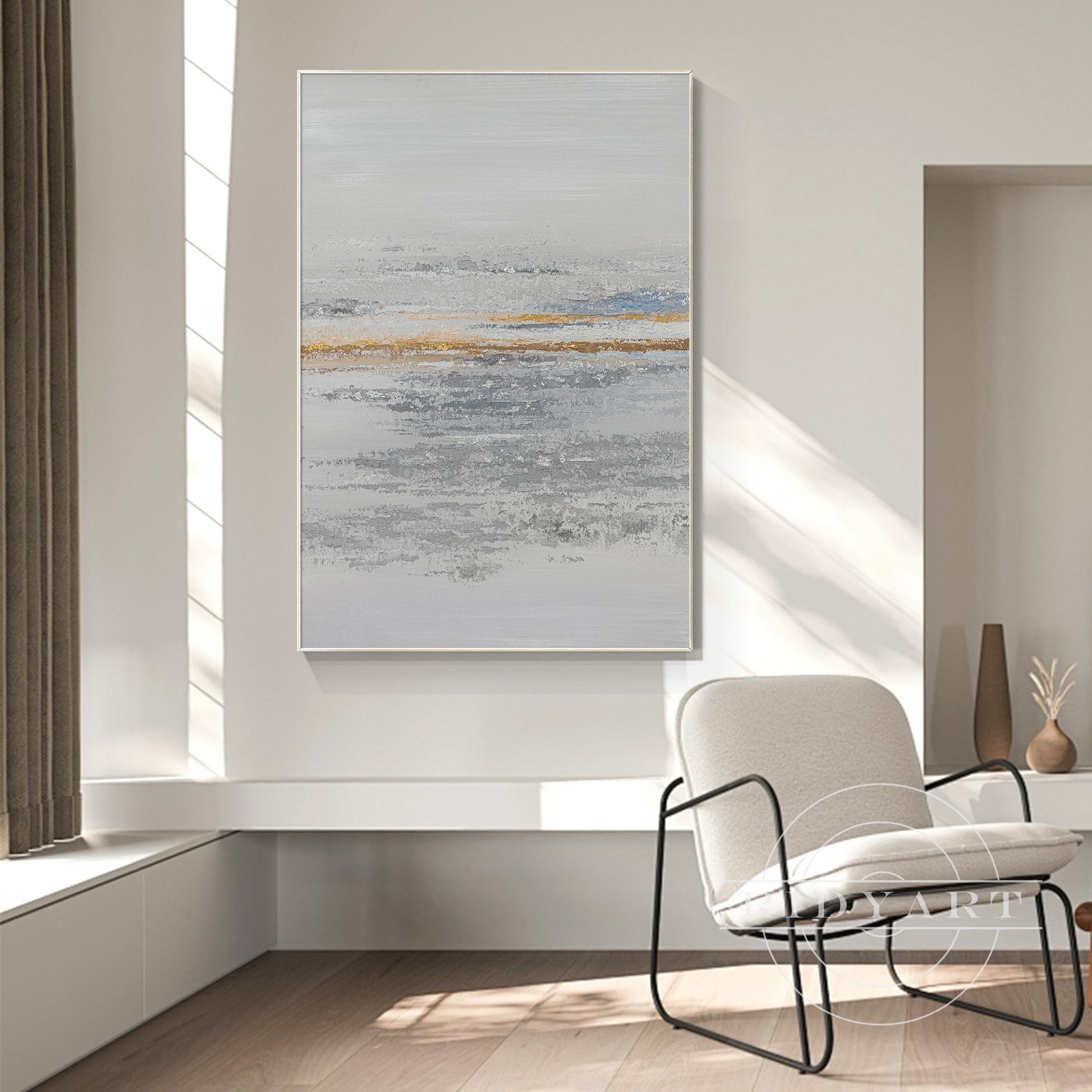 Gray and gold wall art