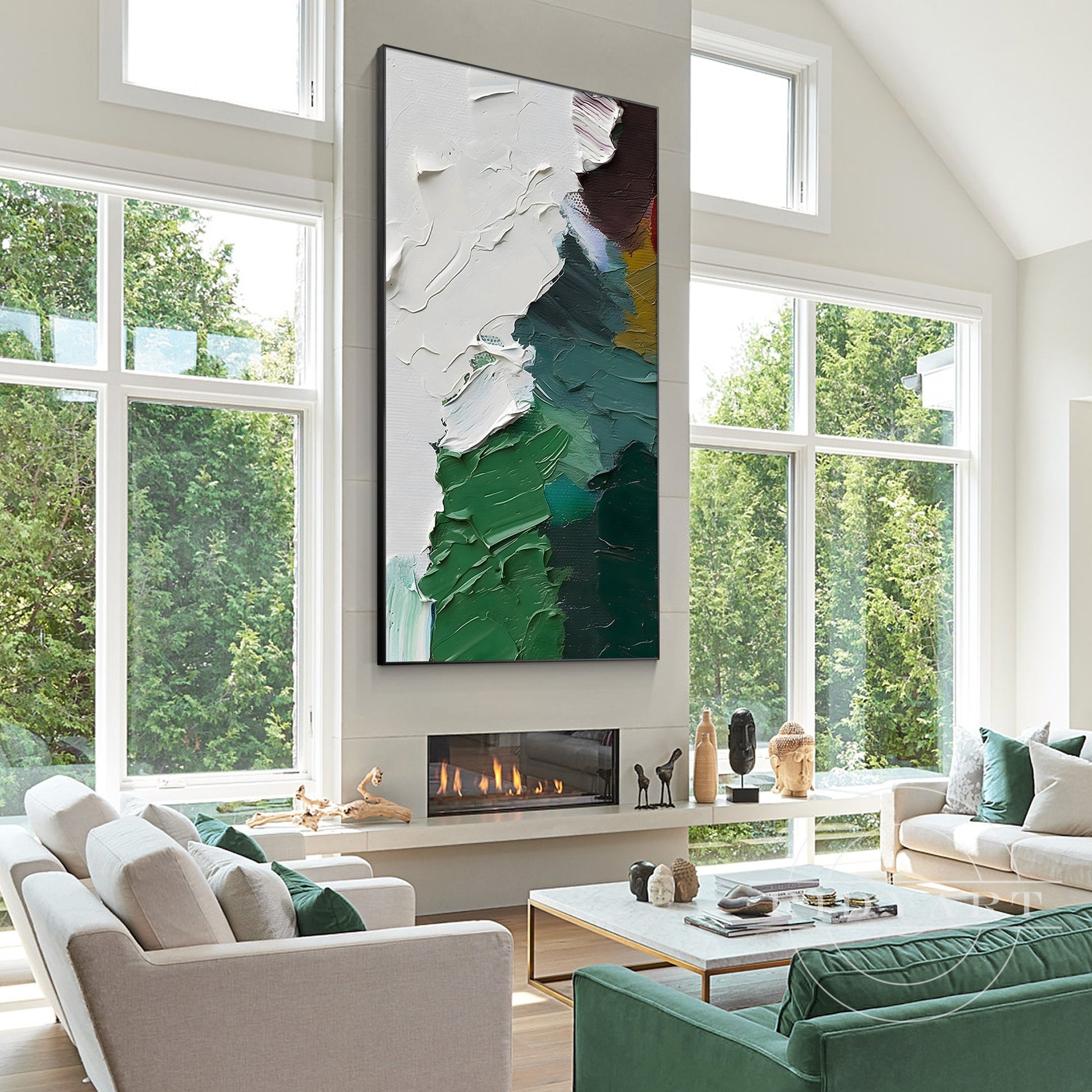 Green abstract wall art-1
