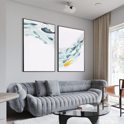 Set of 2 School Of Fish Oil Painting on Canvas
