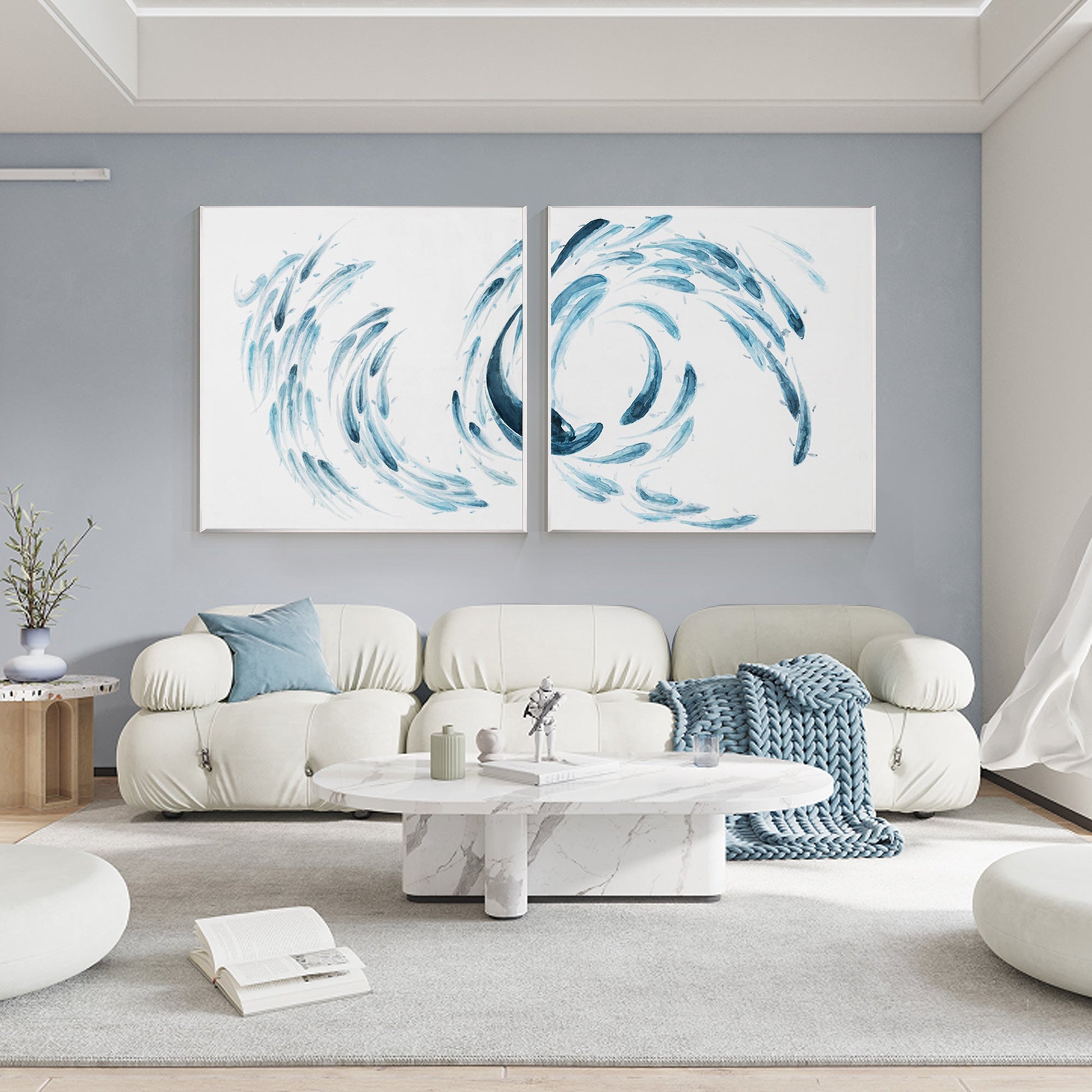 Abstract School Koi Fish wall art