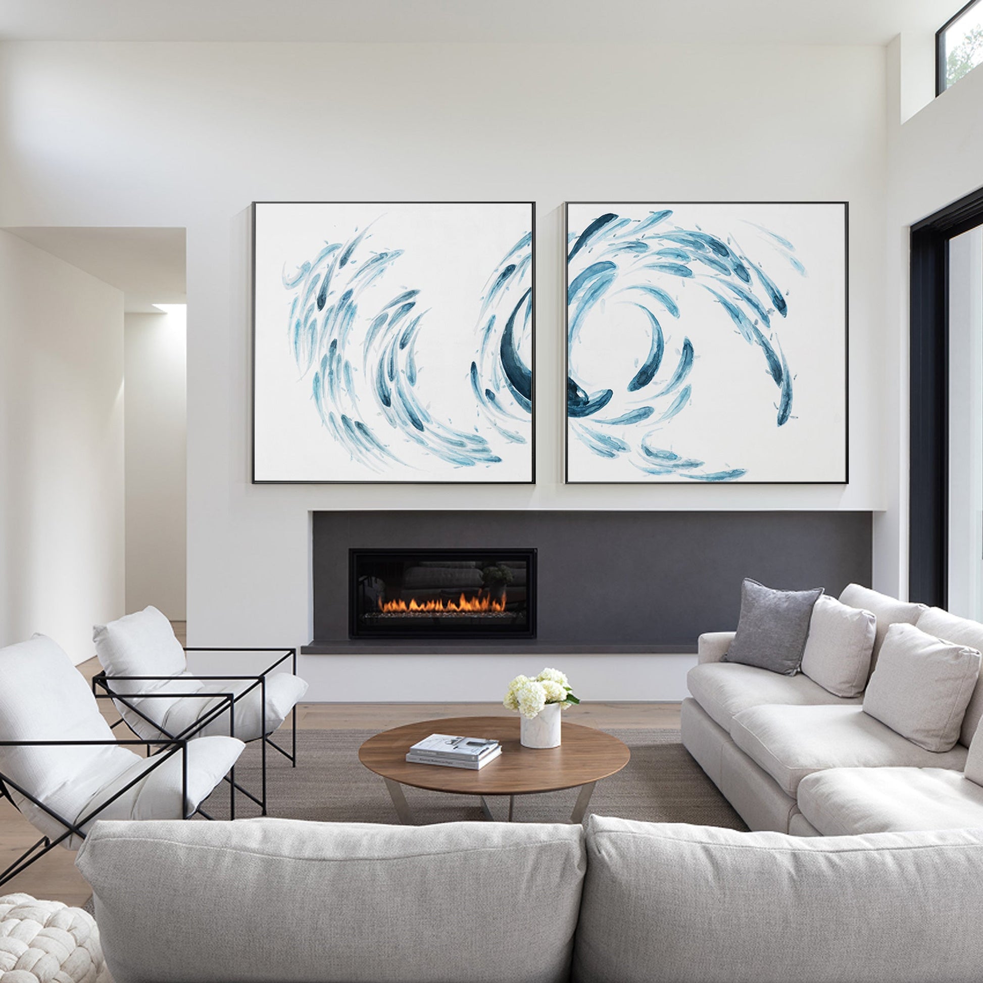 Abstract School Koi Fish wall art