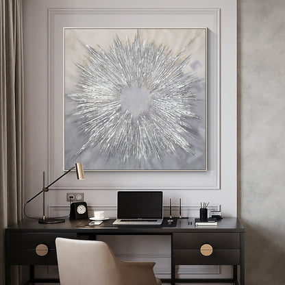 Abstract Hand-painted "Silver Light" 3D texture Oil Painting