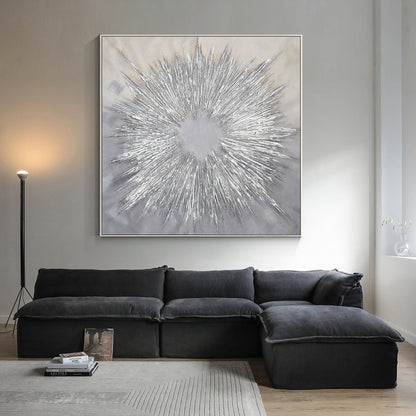 Abstract Hand-painted "Silver Light" 3D texture Oil Painting