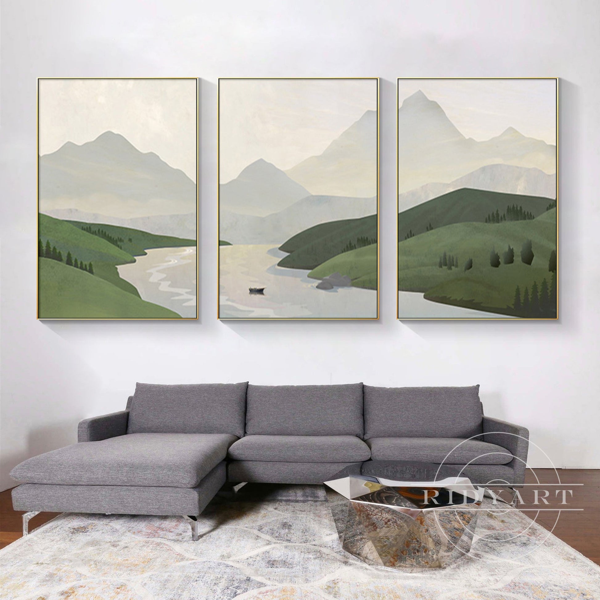 Triptych mountain art