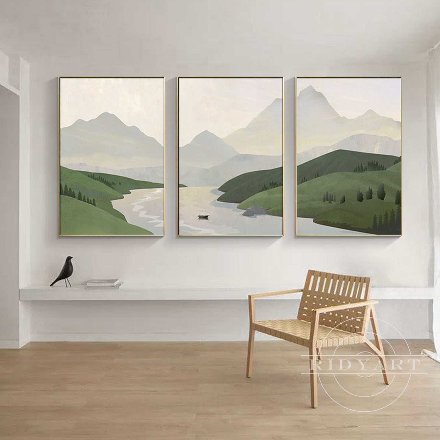 Triptych mountain art