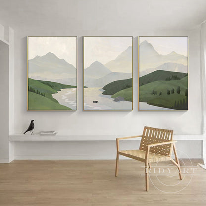 Triptych mountain art