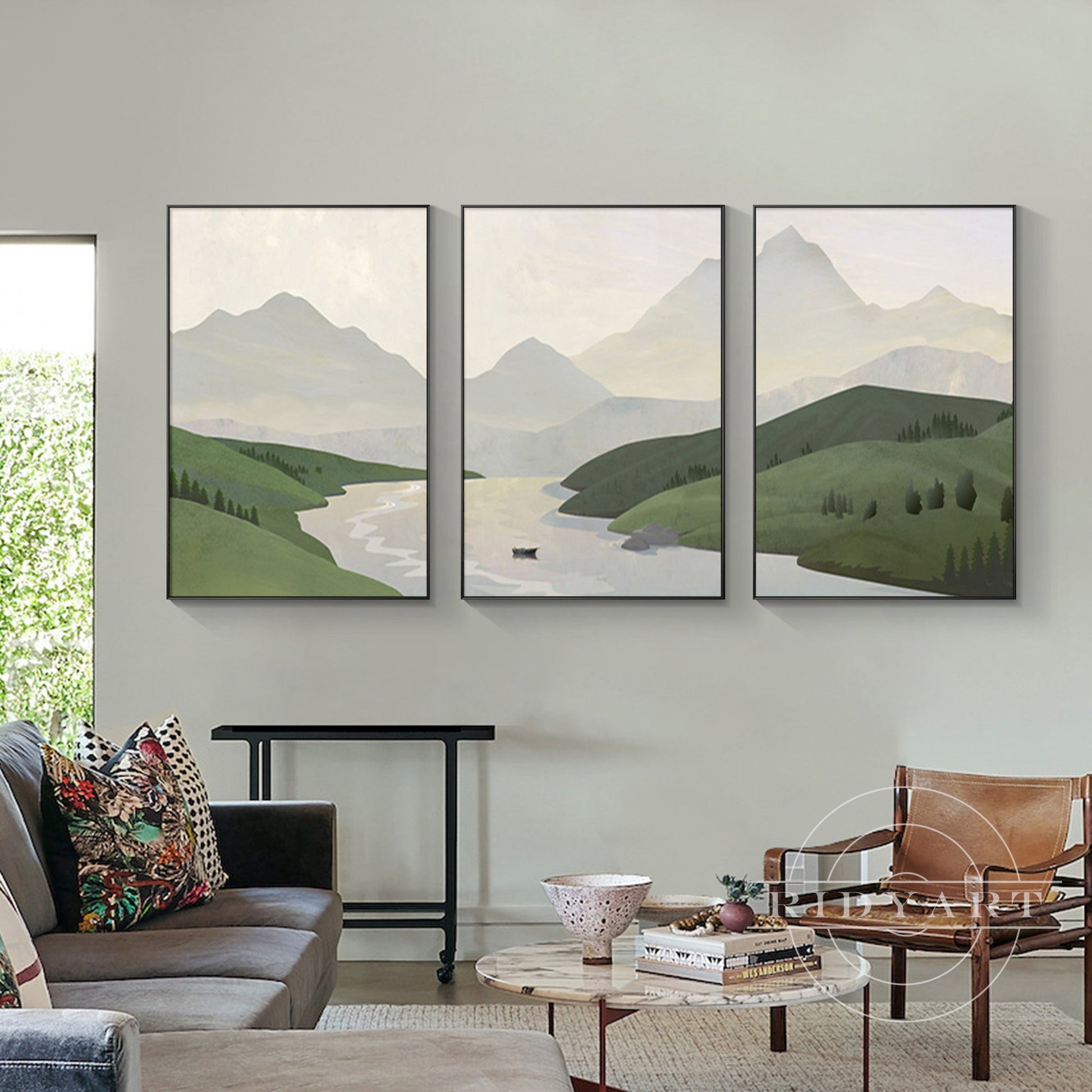 Triptych mountain art